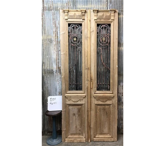 Antique French Double Doors (41x96) Wood Iron Doors, European Doors D34 1.png
