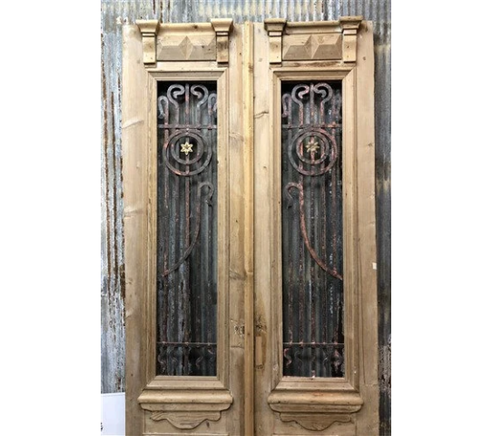 Antique French Double Doors (41x96) Wood Iron Doors, European Doors D34 3.png