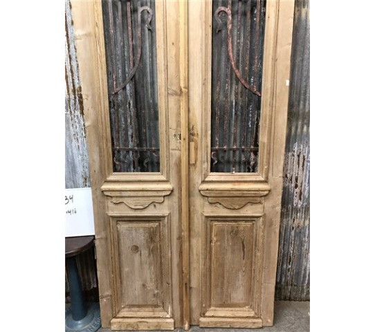 Antique French Double Doors (41x96) Wood Iron Doors, European Doors D34 4.png